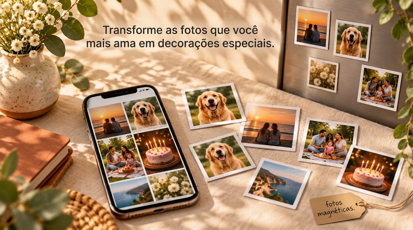 Quantas fotos especiais ficam presas no celular? Um foto-ímã na geladeira faz o dia de quem chega